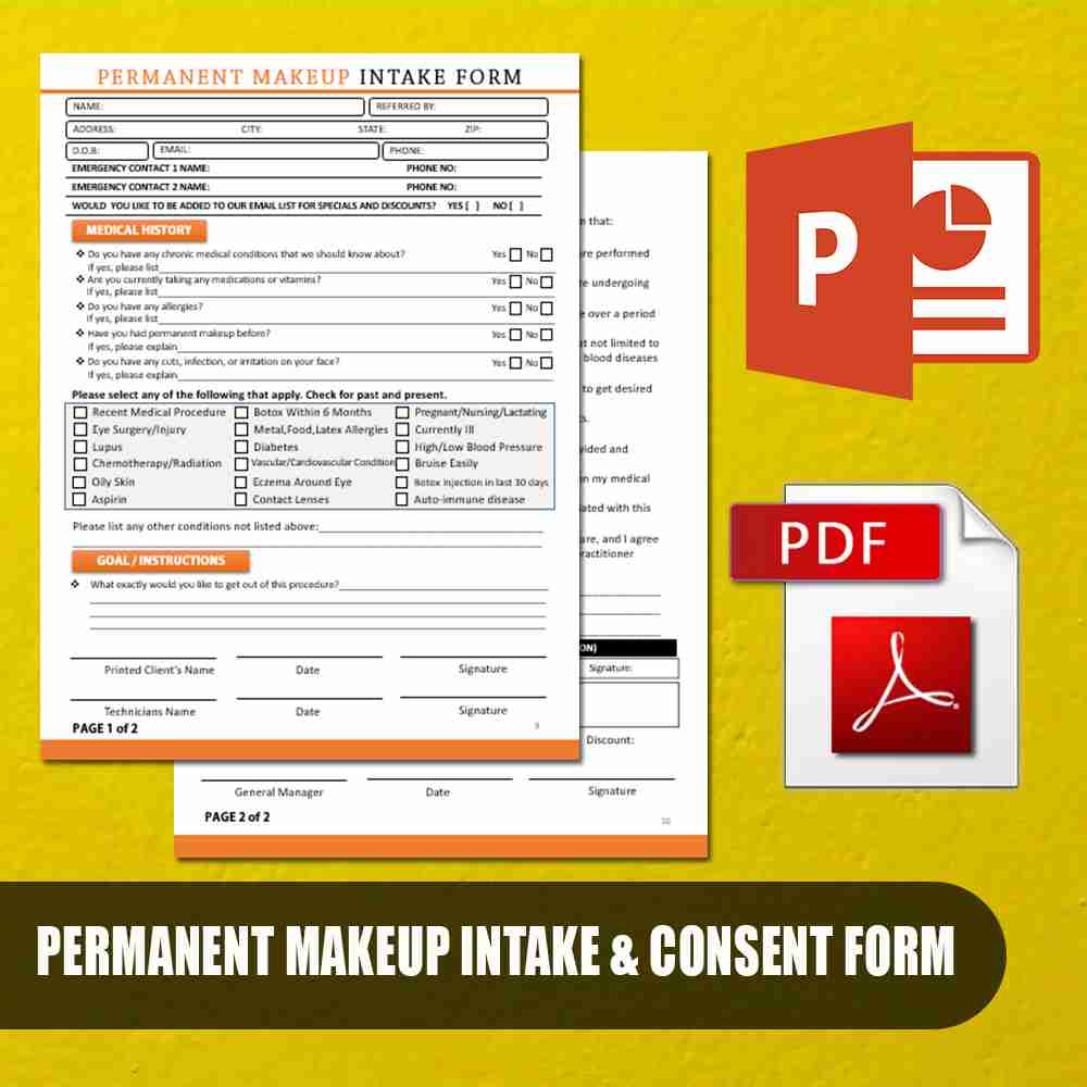 Printable Permanent Makeup Consent & Intake Forms Template